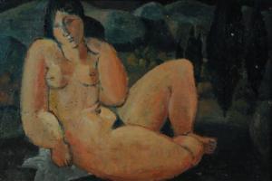 DUSS Carlos 1932-1990,Reclining female nude in provençal landscape,Germann CH 2017-11-20