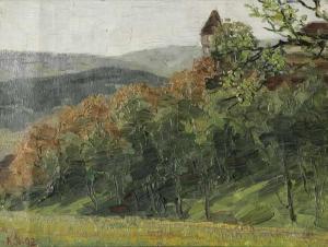 DUSSAULT Karl 1860-1930,Landschaft mit Burg,1892,Walldorf DE 2019-02-23