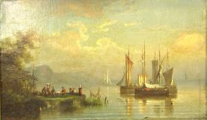 DUTCH SCHOOL,boats near a shore with figures in the foreground,Bonhams GB 2005-08-28