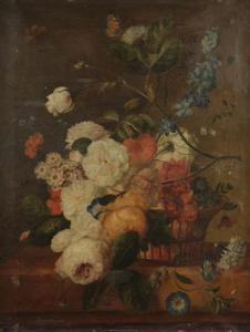 DUTCH SCHOOL,Corbeille de fleurs sur un entablement,Ader FR 2017-12-15