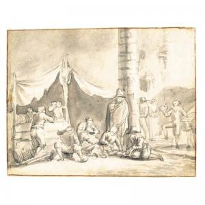 DUTCH SCHOOL,FIGURES RESTING AND PLAYING GAMES IN FRONT OF A TENT,Sotheby's GB 2004-11-02