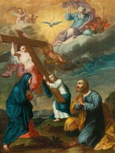DUTCH SCHOOL,Kreuzaufrichtung durch den Jesusknaben und Engel,18th century,Zeller DE 2007-06-28