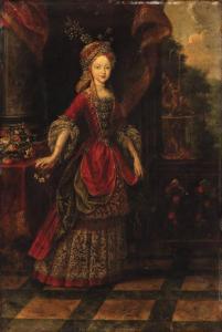 DUTCH SCHOOL,Portrait of a Lady, small full length, in a red an,Christie's GB 1999-11-03