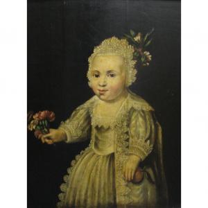 DUTCH SCHOOL,Portrait of a Young Child Holding Flowers and a Pi,William Doyle US 2013-05-22
