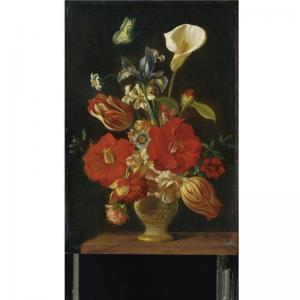 DUTCH SCHOOL,STILL LIFE OF TULIPS, LILIES, AN IRIS AND OTHER FL,Sotheby's GB 2009-06-05