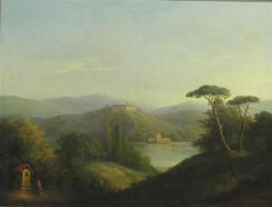 DUTRECH Paul,italienische Flusslandschaft mit Bäumen, im Vorder,19th century,Georg Rehm 2020-12-04