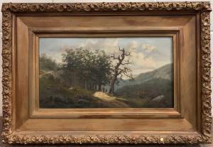 DUVAL Charles Allen 1810-1872,figures in a landscape with mountainous ranges,1894,Keys GB 2023-01-05