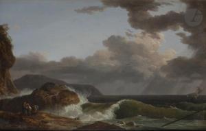 DUVAL Eustache François 1784-1836,Rescapés près d\’une cote rocheuse,1795,Ader FR 2021-10-21