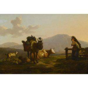 DUVAL François 1776-1854,Idyllische Landschaft mit Reisigsammlerin und Vieh,Dobiaschofsky 2013-05-15