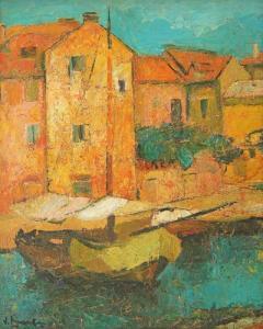 DUVAL Virgiliu Demetrescu 1930-2005,Canal in Bruges,Artmark RO 2023-11-15