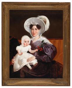 DUVERGIER,Portrait of a Woman with Daughter,1833,Palais Dorotheum AT 2015-09-17