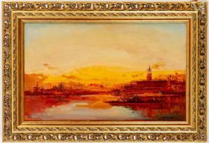 DUVIEUX Henri 1855-1902,Vue du bassin Saint-Marc au coucher de soleil,Millon & Associés 2024-02-15