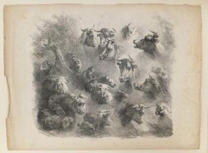 DUVIVIER Ignaz 1758-1832,Têtes de vaches et de moutons,1820,Eric Caudron FR 2020-05-25