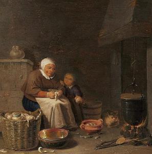 DUYFHUYSEN Pieter Jacobsz. 1608-1677,Kitchen Scene with a Woman peeling Turnips,Lempertz 2018-03-14