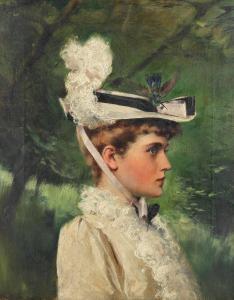 DVORAK Franz 1862-1927,Portrait of a lady in white with a hummingbird,Bonhams GB 2022-11-22