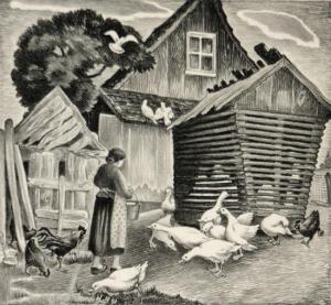 DWIGHT Mabel 1876-1955,Farmyard,1947,Weschler's US 2011-04-02