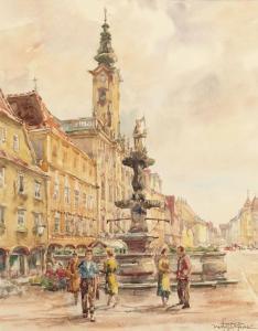 DWORSCHAK Franz 1882-1954,Steyr Stadtplatz,Palais Dorotheum AT 2014-05-14