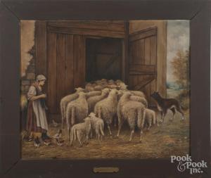 DYER Marion 1861-1941,A woman with sheep,Pook & Pook US 2018-03-26
