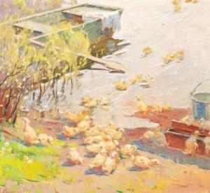DYSHLENKO Georgi Vasileyevich 1915-1990,Ducklings on a pond,1949,Christie's GB 1999-09-08