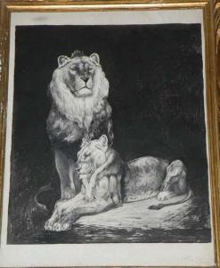 EADE Edward Douglas 1911-1984,Couple de lions,Daguerre FR 2008-12-12