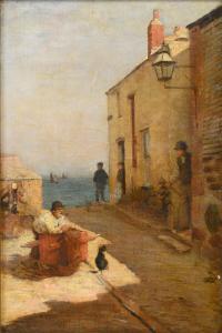 EADIE William 1846-1926,Figura nella cittadina sul lago,1894,Meeting Art IT 2023-03-04