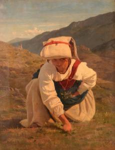 EAGLES Edmund 1820-1890,Girl Picking Flowers,1857,Dreweatts GB 2015-08-26