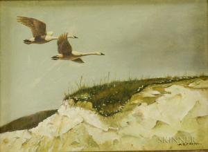 Eakin Arnold R 1914-1989,Two Swans in Flight Over Dunes,Skinner US 2017-07-21