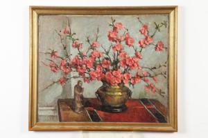 Eanes Fannie S,STILL LIFE WITH CHERRY BLOSSOMS IN BRASS VASE WITH,Sloans & Kenyon 2017-09-24