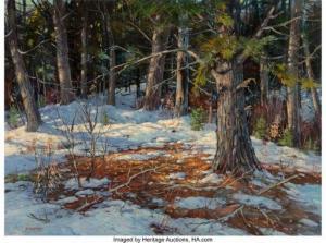 EARLE A. TITUS 1895-1962,Dappled Sunlight in Snowy Woodland,Heritage US 2019-12-12
