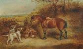 EARLE George,Horse with two retrievers,Gilding's GB 2013-02-26