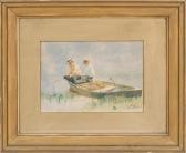 EARLE Lawrence Carmichael 1845-1921,Two boys fishing from a boat,Eldred's US 2015-07-30