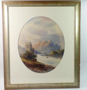 EARP Edwin,lake scene with castle and mountains,19th century,Smiths of Newent Auctioneers 2024-04-04