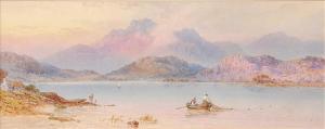 EARP Henry I 1831-1914,Mountainous lake scenewith figures in a rowing boa,Dreweatt-Neate 2010-09-15