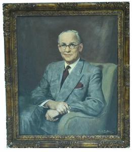 EASTMAN Frank Samuel 1878-1964,Portrait of a gentleman wearing a grey doubl,1953,Anderson & Garland 2019-06-18