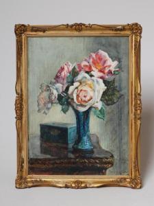 EASTMAN Frank Samuel 1878-1964,Still Life with Roses in a Vas,1922,Hartleys Auctioneers and Valuers 2019-09-04