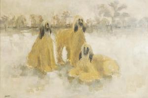 EASTWOOD Walter 1867-1943,Three Afghan hounds,Eastbourne GB 2024-01-09