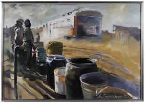 EATWELL Eric Oswald 1974,Train/Barrels,1993,Brunk Auctions US 2012-03-10