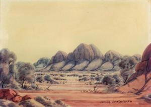 EBATARINJA Joshua,Australian landscape with mountains to background,Canterbury Auction 2019-02-05