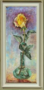 EBERHARD Marie 1897-1975,Gelbe Rose in Glasvase,Allgauer DE 2015-11-05