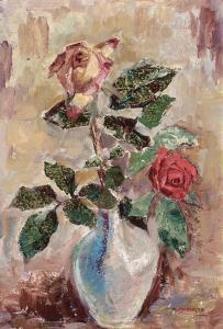 EBERHARD Marie 1897-1975,Zwei Rosen in Vase,Zeller DE 2024-04-04
