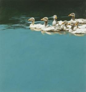 EBERHARD Mark 1949,Young Geese on a Still Lake,Bonhams GB 2011-06-19