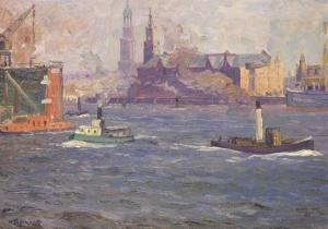 EBERHARDT Wilhelm Julius 1875-1943,"Hafenblick" Hamburger Hafen,Ketterer DE 2010-11-22