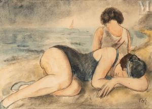 EBERL François Zdenek 1887-1962,Deux amies à la plage,Millon & Associés FR 2024-04-23