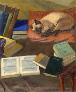 EBERL François Zdenek 1887-1962,\”Stilleben mit Katze\”,1924,Villa Grisebach DE 2024-01-07