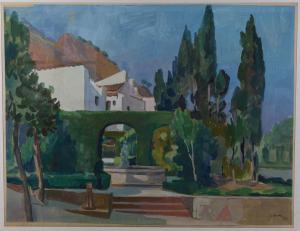 EBERLE Richard 1918-2001,Blick in einen Schlosspark,1953,DAWO Auktionen DE 2023-07-15