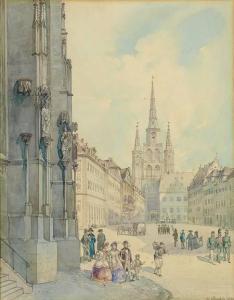 EBERLEIN Georg 1819-1884,Blick auf den belebtenAnsbacher Marktplatz mit der,Zeller DE 2006-11-30