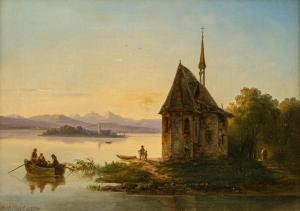 EBERT Carl 1821-1885,Am Chiemsee, mit Blick auf die Fraueninsel bei Abe,Leo Spik DE 2021-12-09