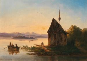 EBERT Carl 1821-1885,Crossing Lake Chiemsee at Dusk,Palais Dorotheum AT 2022-12-12