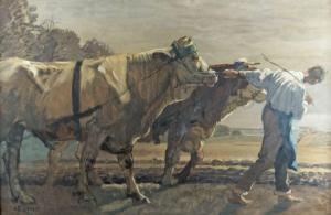ECKENER Alexander 1870-1944,Mit den Ochsen auf dem Acker,Peter Karbstein DE 2023-06-24