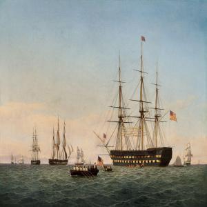 ECKERSBERG C.W 1800-1800,Seascape with an American ship of the line,Bruun Rasmussen DK 2011-11-28
